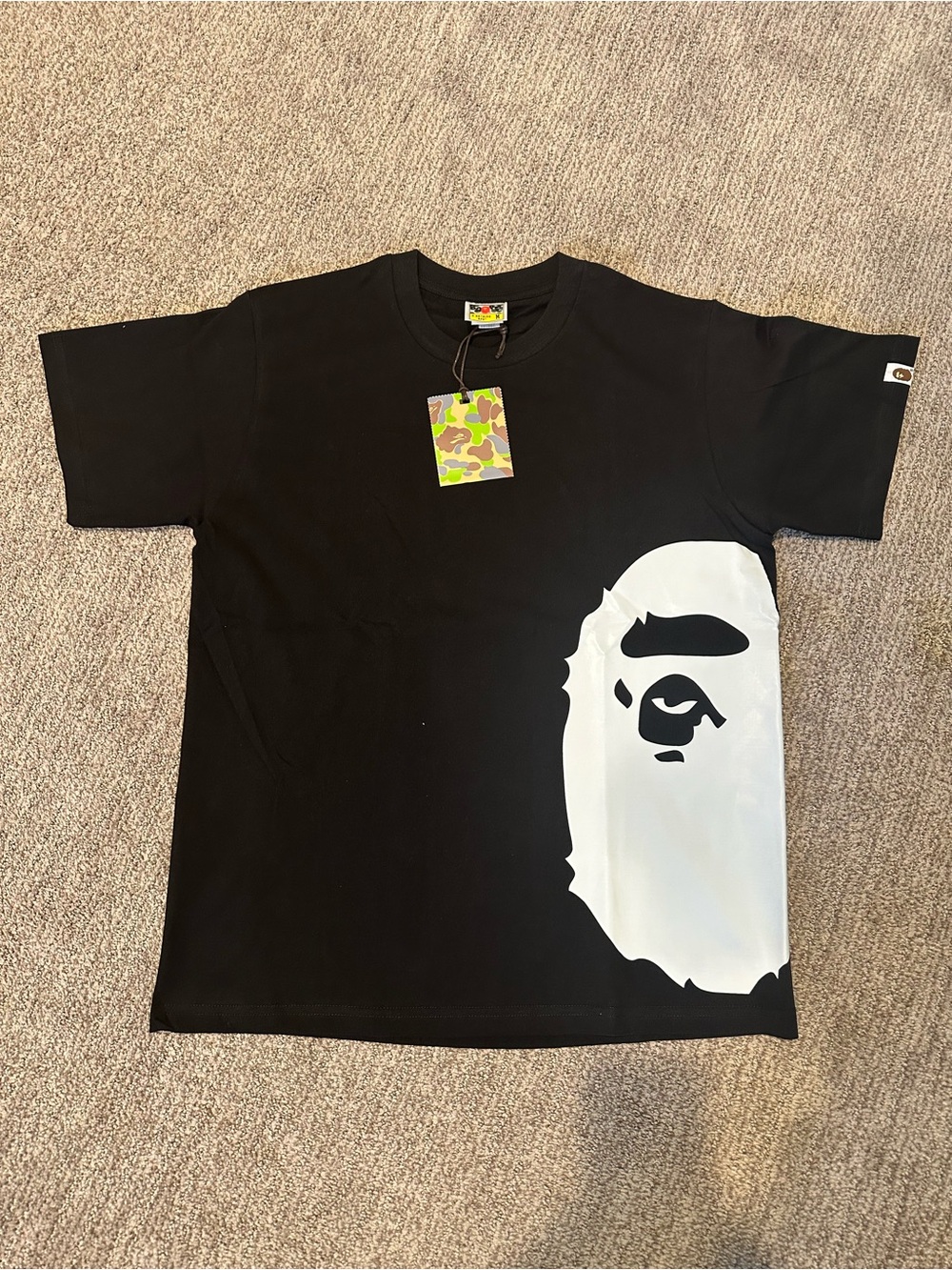 Men's Black Graphic Tee with Large White Ape Face